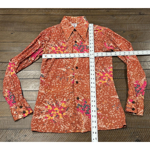 Funky Groovy Threads Kennington Shirt Orange/Pink - VTG 70s - Size S - Picture 7 of 7